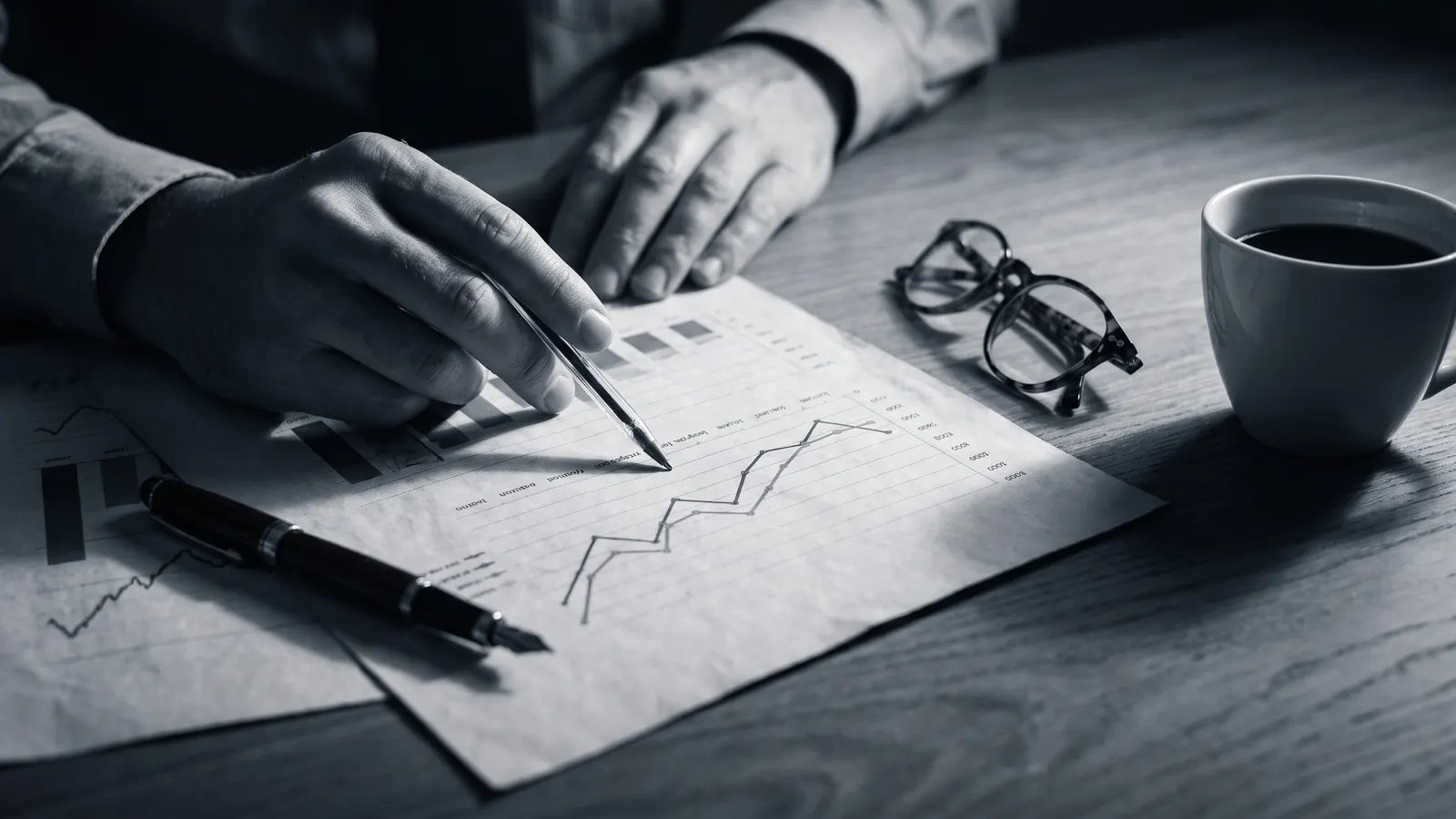 Projection financière à long terme étudiée sur papier